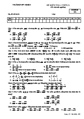 Đề kiểm tra 1 tiết môn Toán 10 - Mã đề thi 102